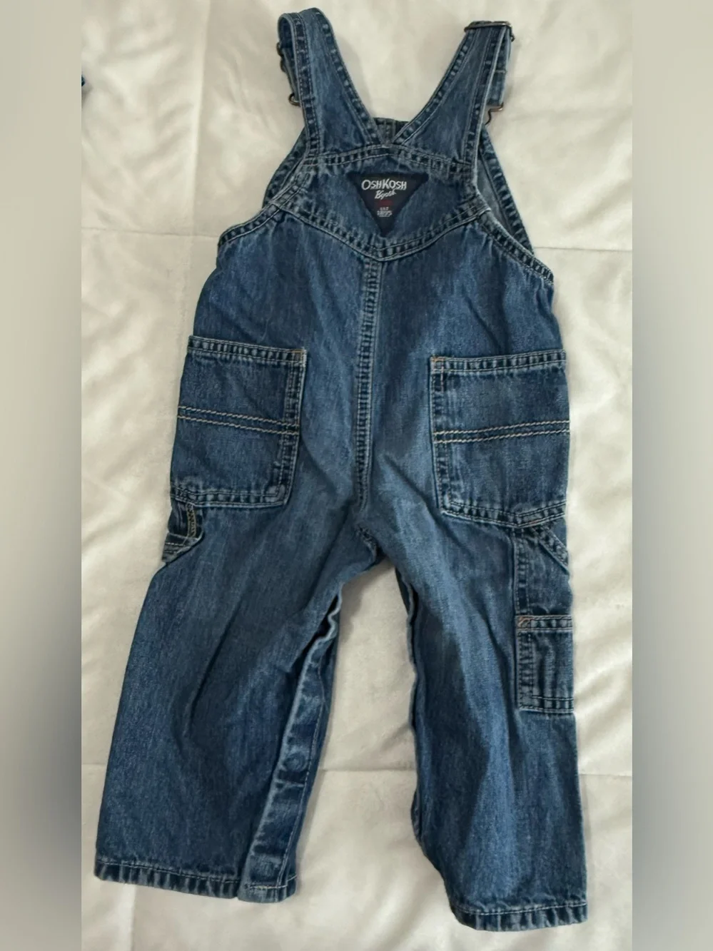 OshKosh B'gosh 12M-18M Bundle Denim Overalls Shortalls Sherpa Jacket Lot of 3